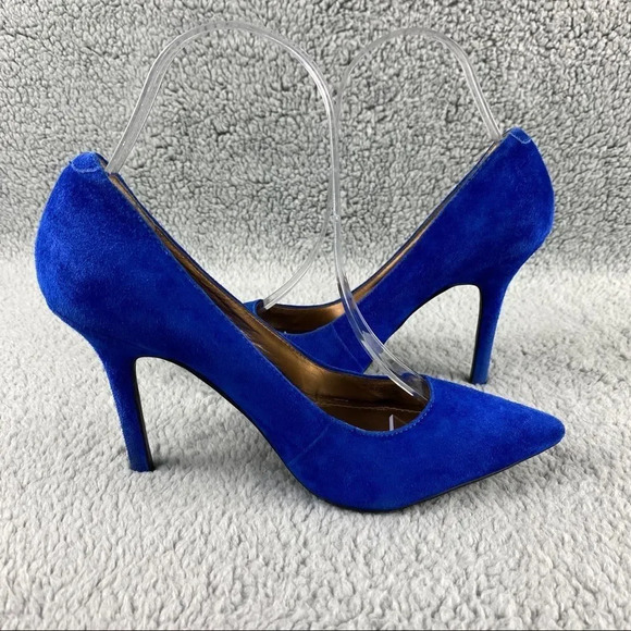 Bcbgeneration shoe heels Pump‎ Womens 6 B Blue Suede Pointed Toe Kitten Heels - Picture 9 of 13